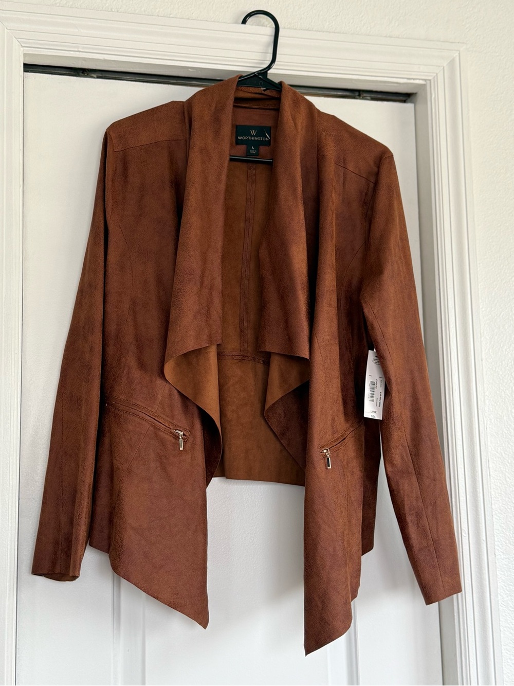 Worthington Rust Brown Faux-Suede Draped Jacket